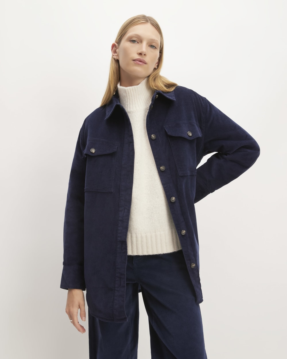 womens-corduroy-oversized-shirt-jacket-navy | primary