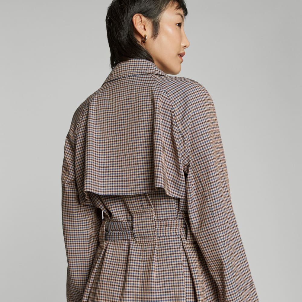 womens-gathered-mac-trench-blue-brown-houndstooth