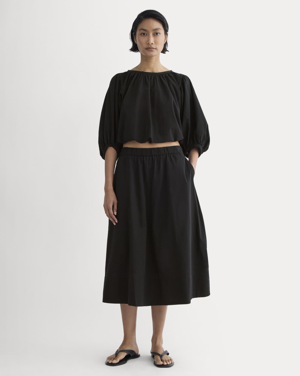 womens-gauze-tiered-skirt-black | primary
