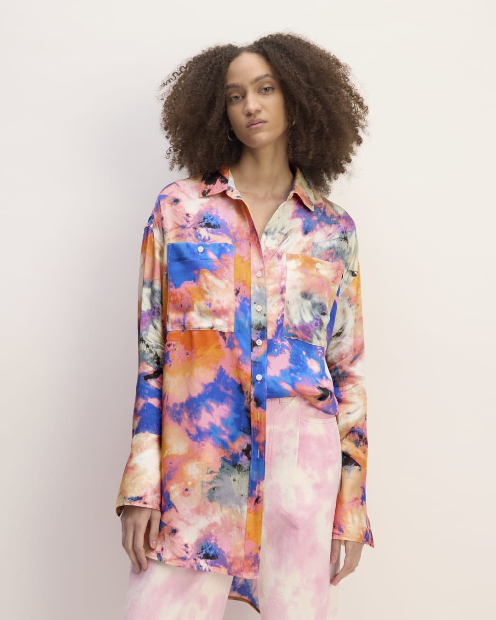 The Everlane x Marques' Almeida Satin Tie-Dye Shirt | Multi