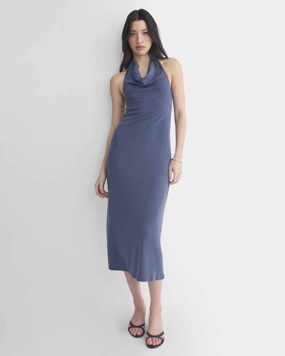 Everlane Cowlneck Halter Dress, Butterknit, Washed Navy, Size Small Everlane Cowlneck Halter Dress, Butterknit, Washed Navy, Size Small