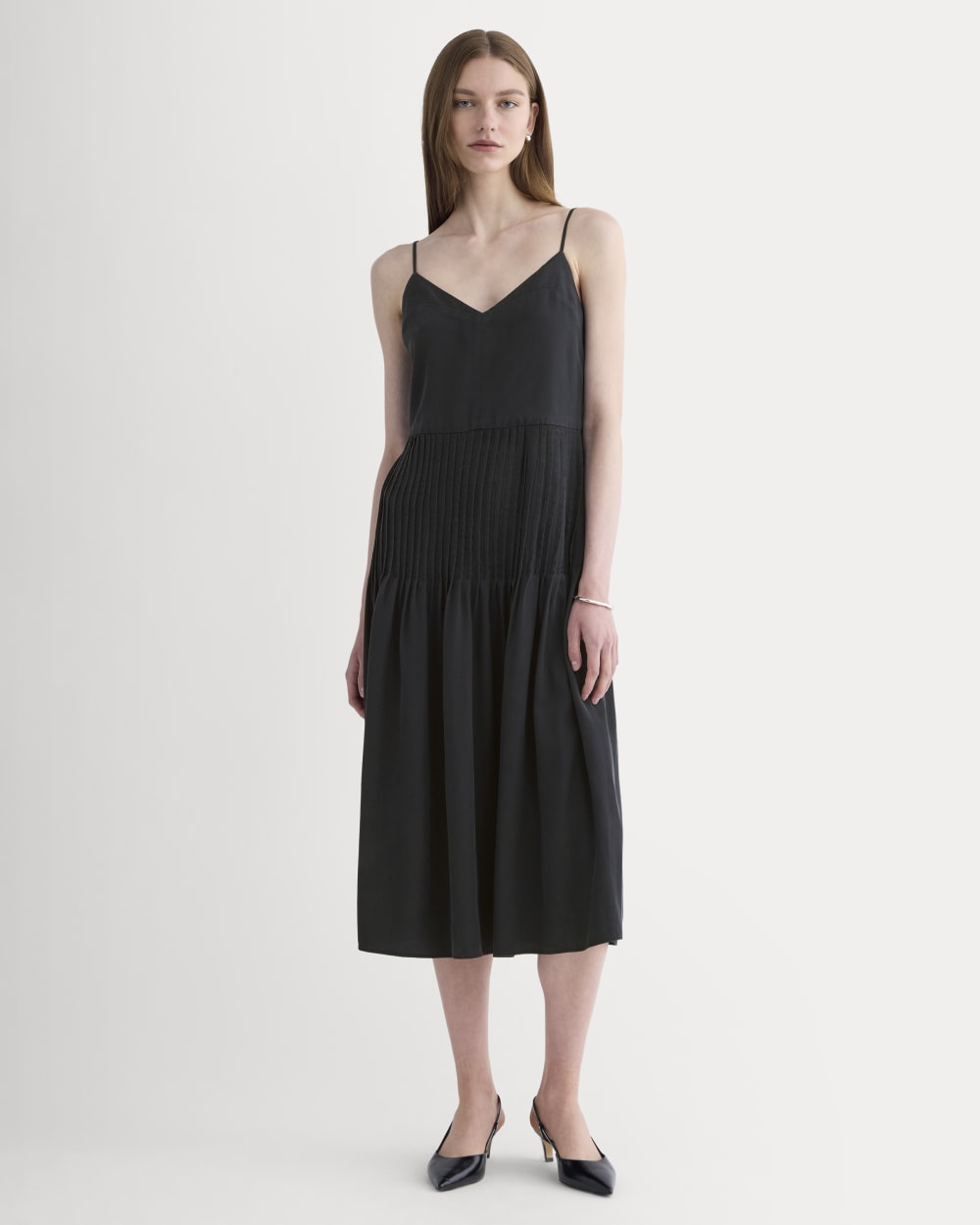 The Pleated Slip Dress in Butterlite | Black Everlane The Pleated Slip Dress in Butterlite | Black Everlane
