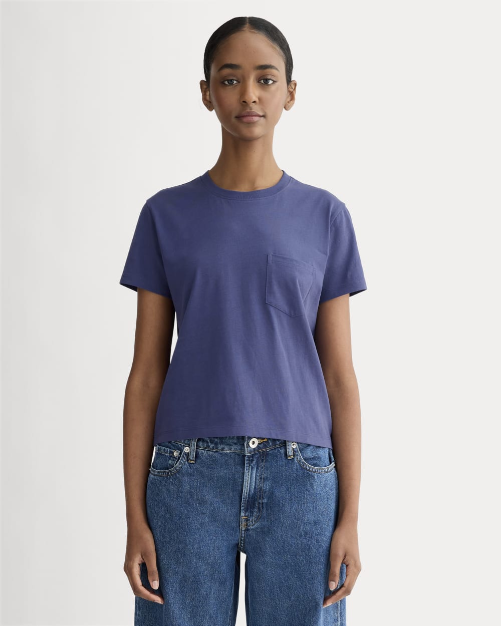 The Box-Cut Tee in Essential Cotton | Deep Cobalt | Pocket – Everlane
