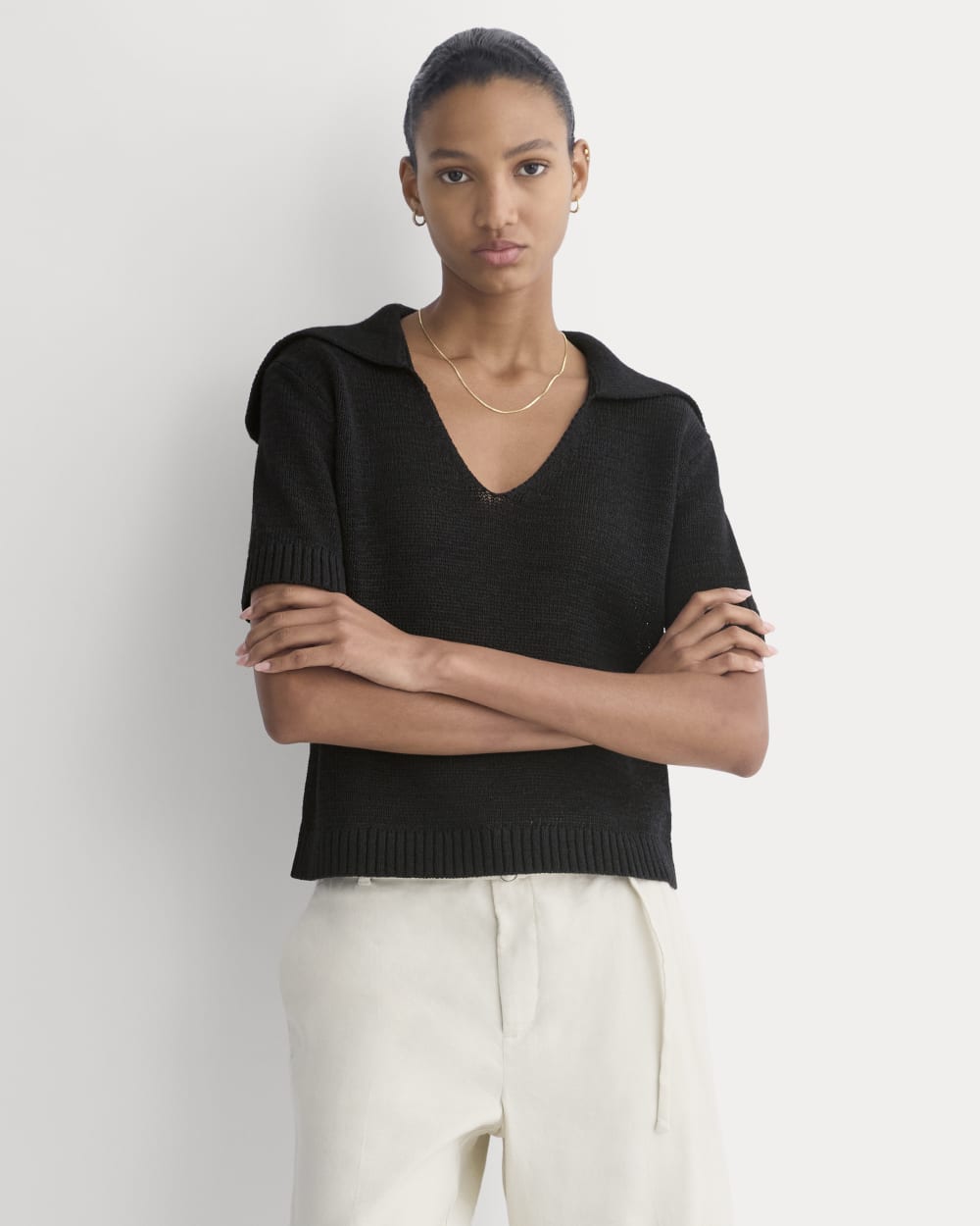 womens-open-collar-polo-black | primary