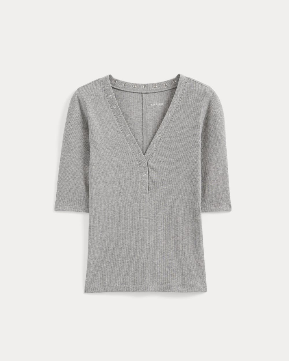 womens-luxe-rib-v-neck-henley-heathered-light-grey | primary