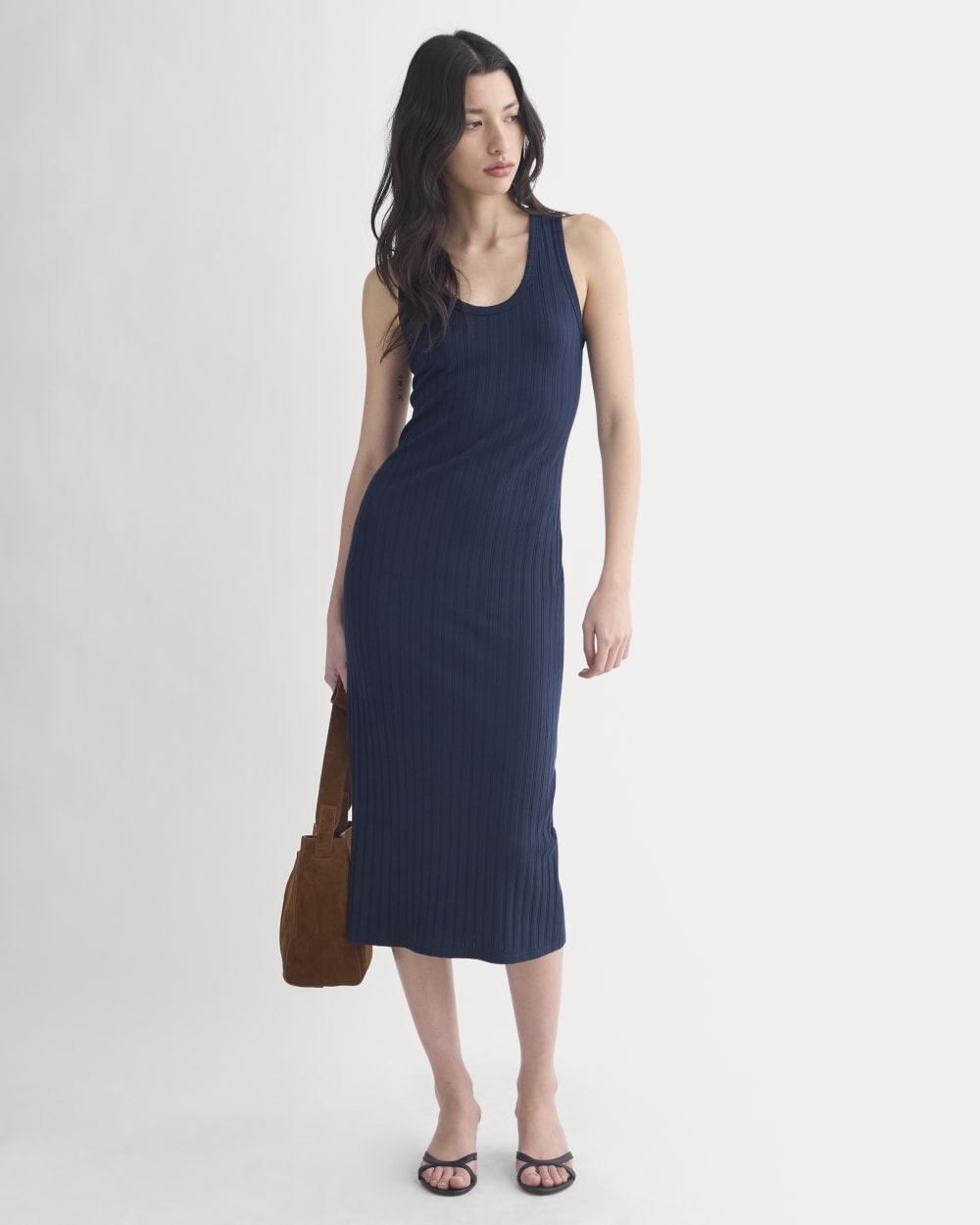 womens-scoop-neck-midi-dress-pointelle-deep-navy | primary