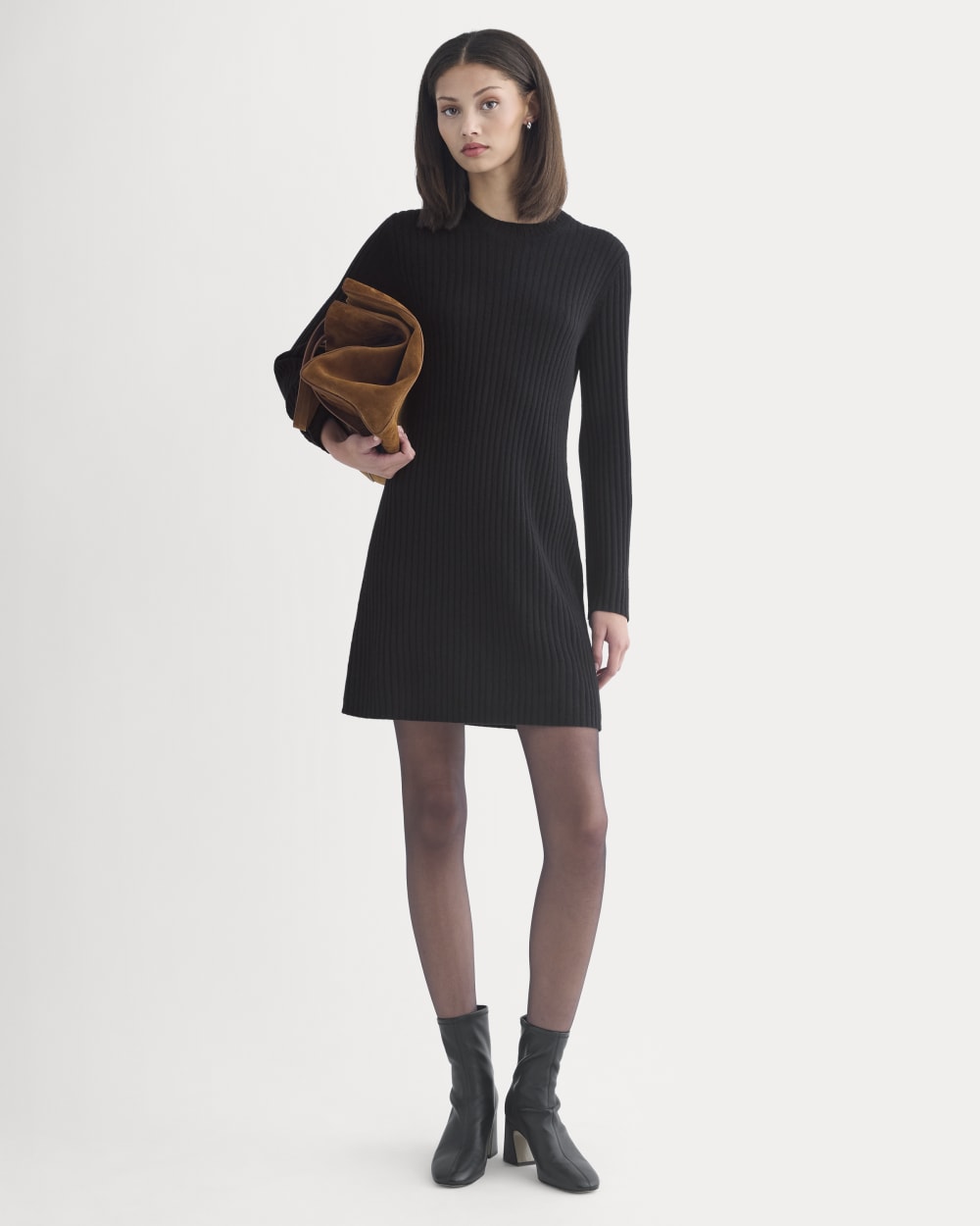 Everlane Cashmere Long-Sleeve Mini Dress In Black, Size XS Everlane Cashmere Long-Sleeve Mini Dress In Black, Size XS