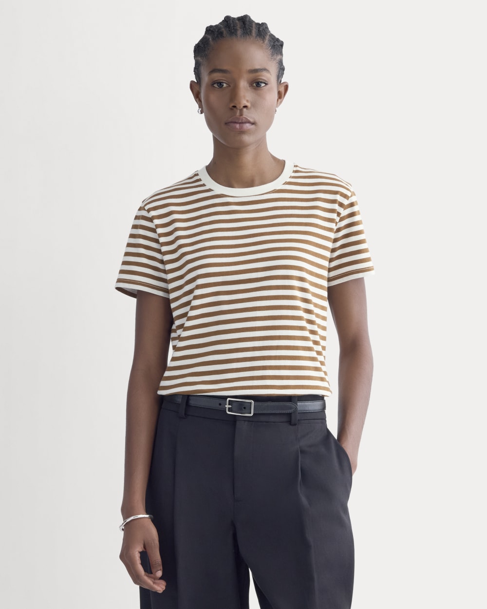 The Box-Cut Tee in Essential Cotton | Bone/Toffee