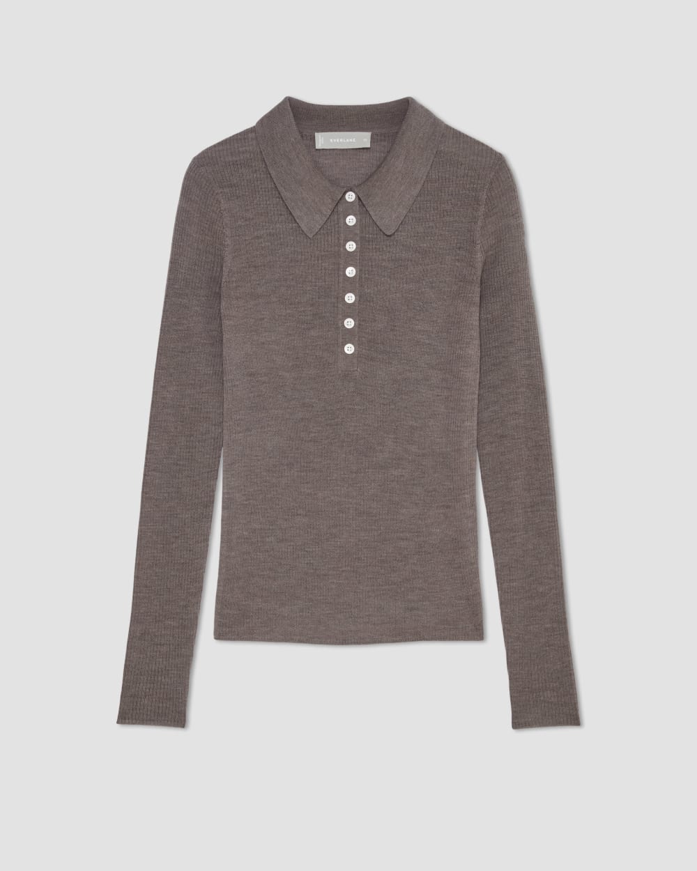 womens-ultrafine-merino-ribbed-polo-heather-cocoa | alt