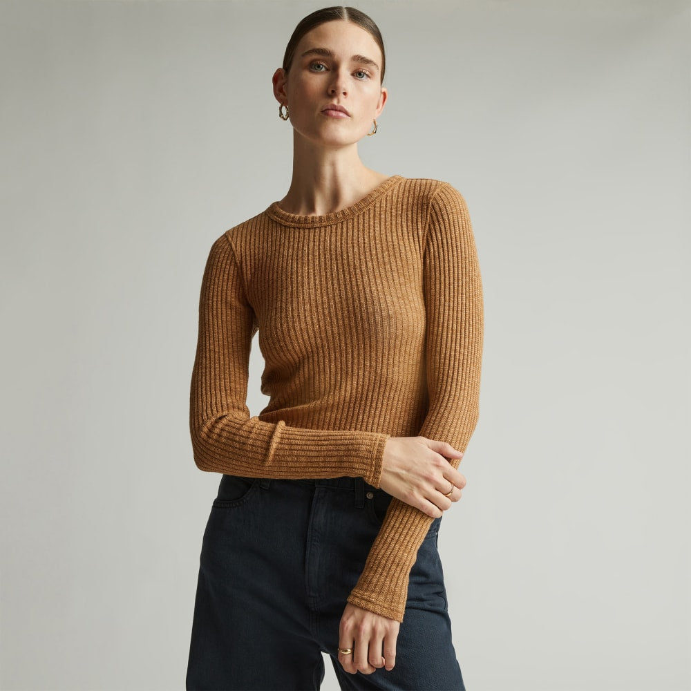 BOTTLE SLEEVE RIB ニット The Cozy Rib Long-Sleeve Tee | Black – Everlane