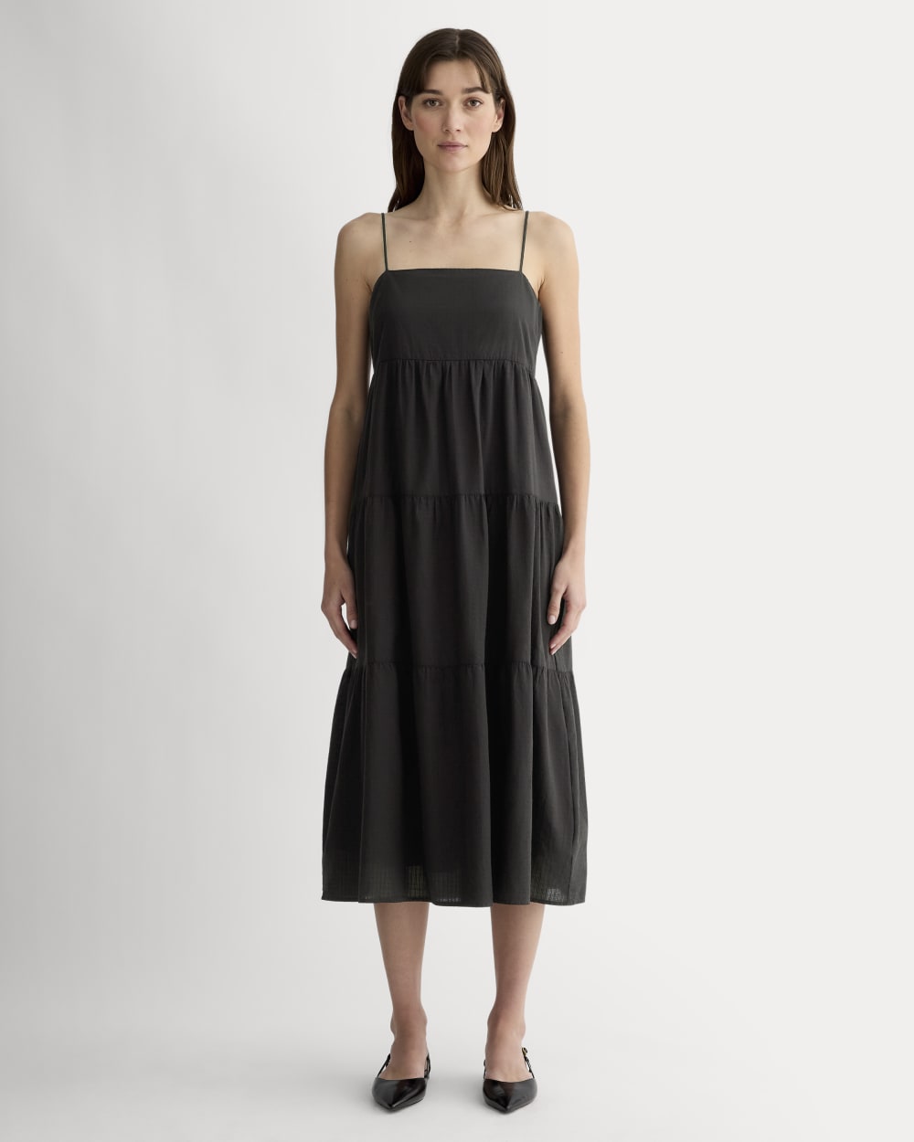 Everlane Gauze Tiered Dress in Black, Size XL, Cotton Everlane Gauze Tiered Dress in Black, Size XL, Cotton