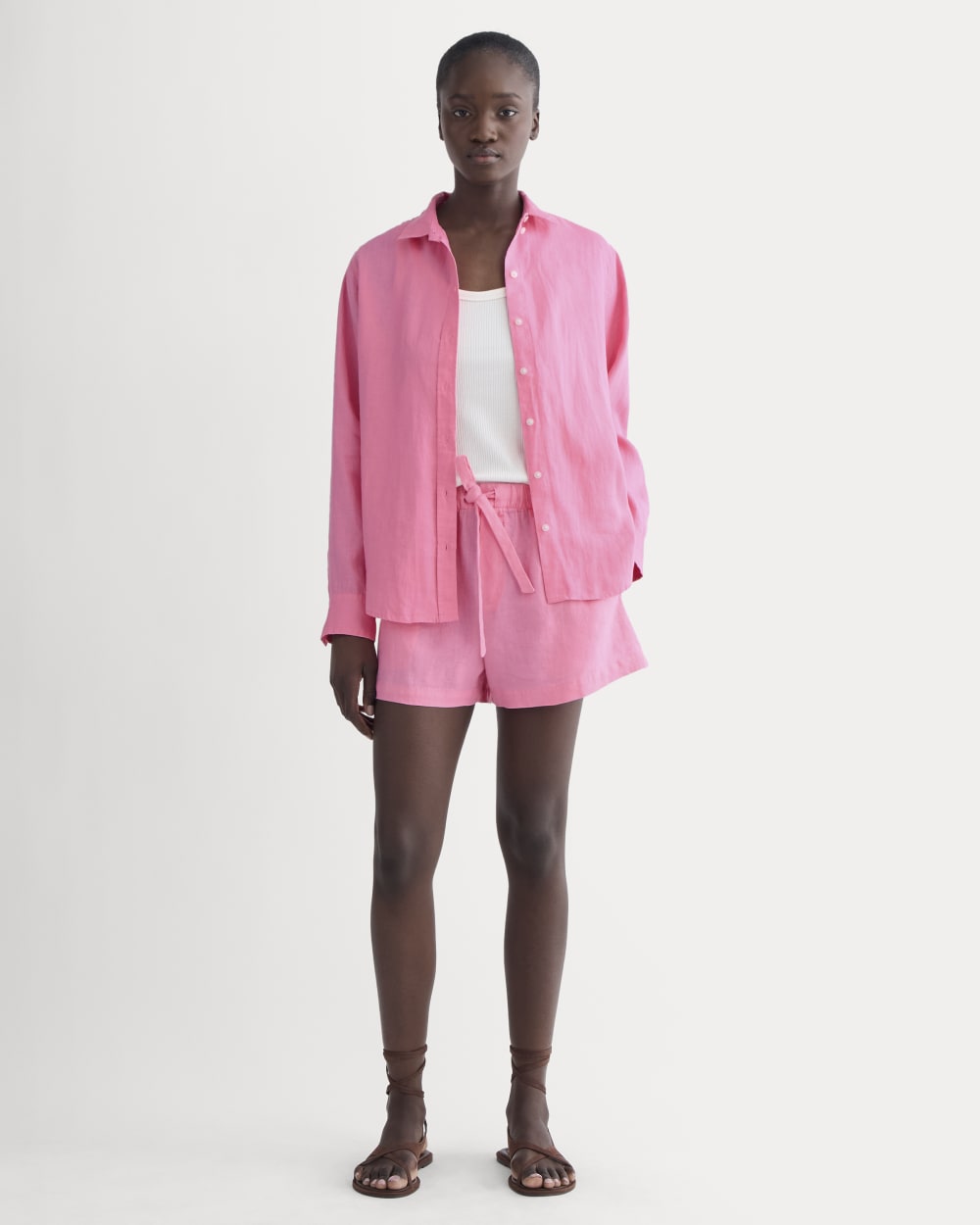 The Drawstring Boxer Short in Linen Deep Pink – Everlane