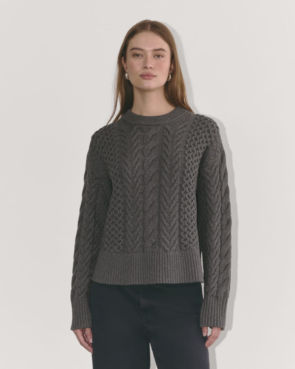 The Cable Sweater in Everyday Cotton | Heathered Charcoal – Everlane