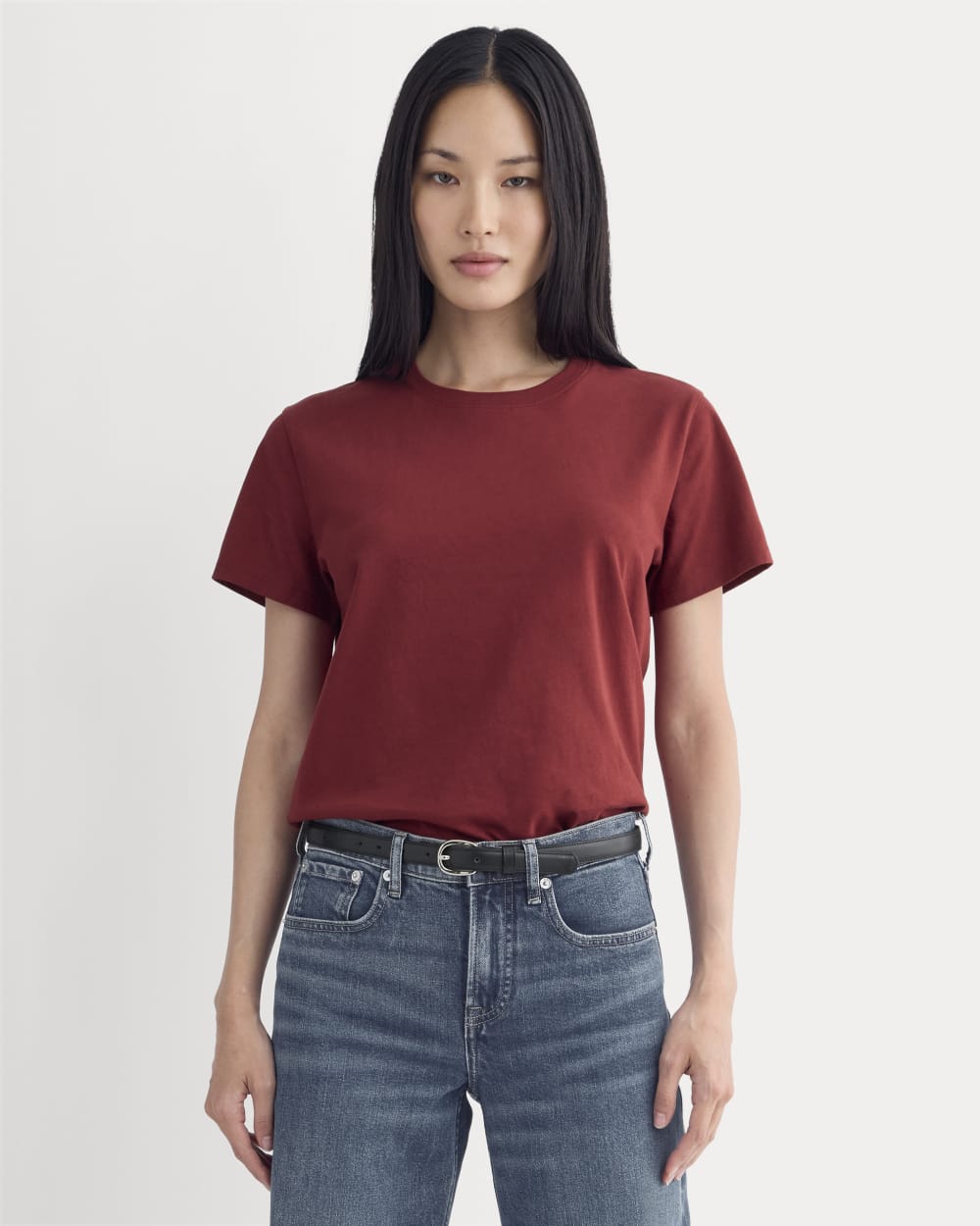 The Box-Cut Tee in Essential Cotton | Merlot