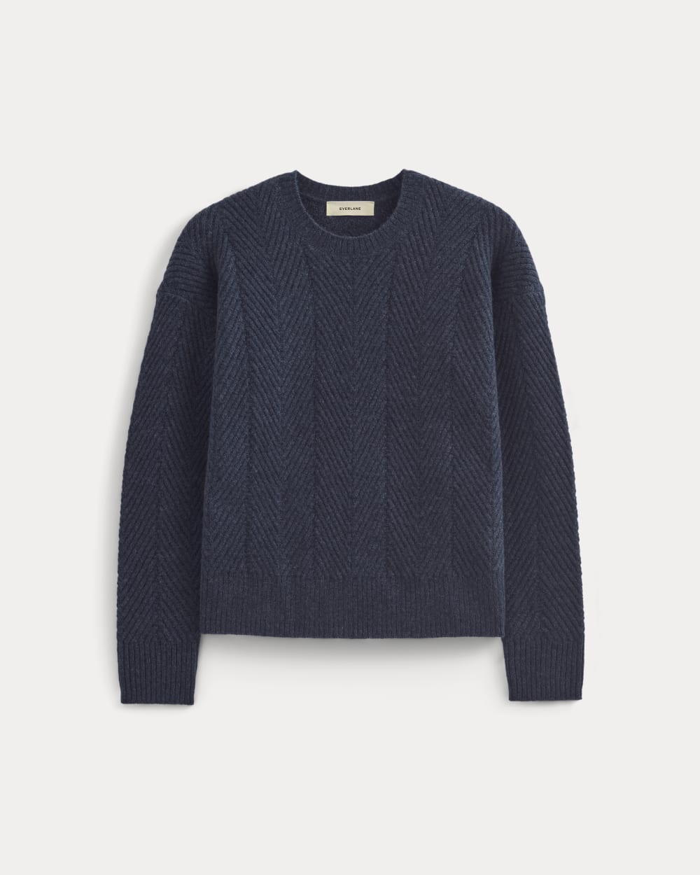 womens-cashmere-herringbone-sweater-indigo | alt