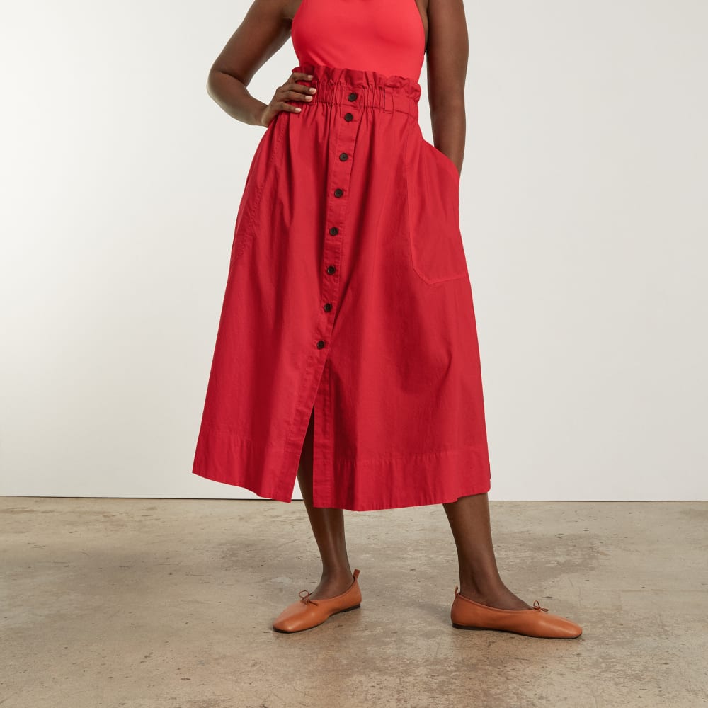 womens-easy-button-front-skirt-goji-berry | primary