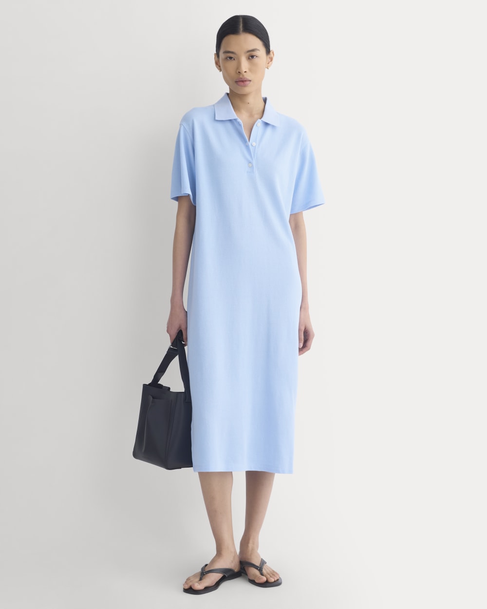 Everlane Pique Polo Short-Sleeve Dress In Open Air Blue, Size XS, Cotton