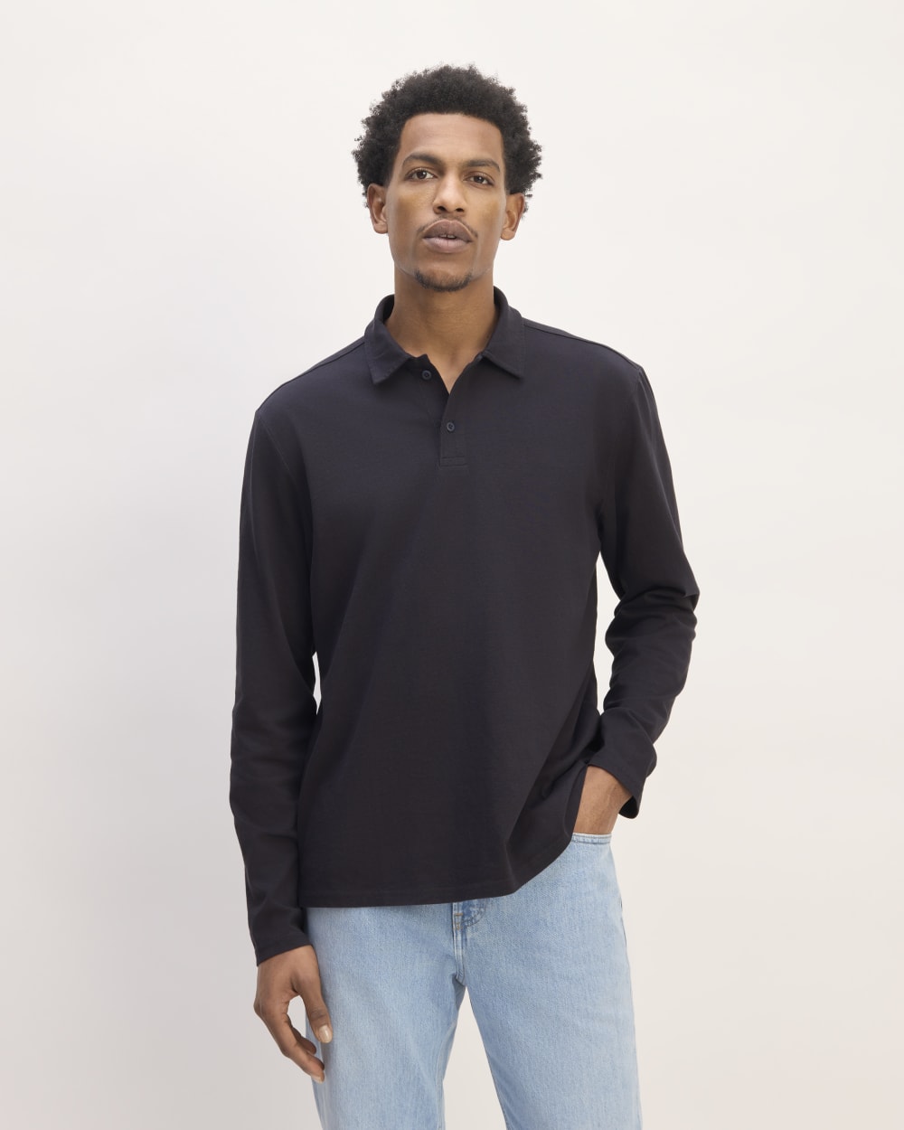 The Premium Weight Long-Sleeve Polo | Deep Navy Everlane The Premium Weight Long-Sleeve Polo | Deep Navy Everlane