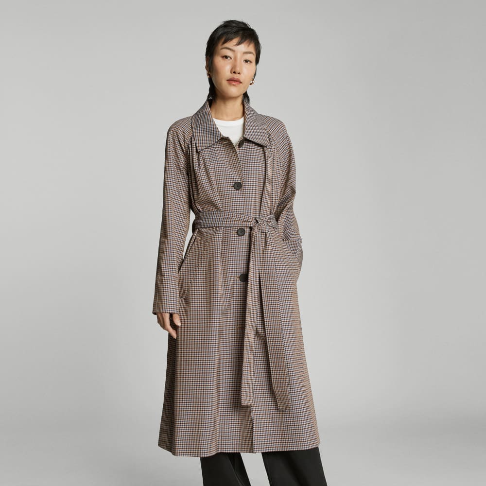 womens-gathered-mac-trench-blue-brown-houndstooth