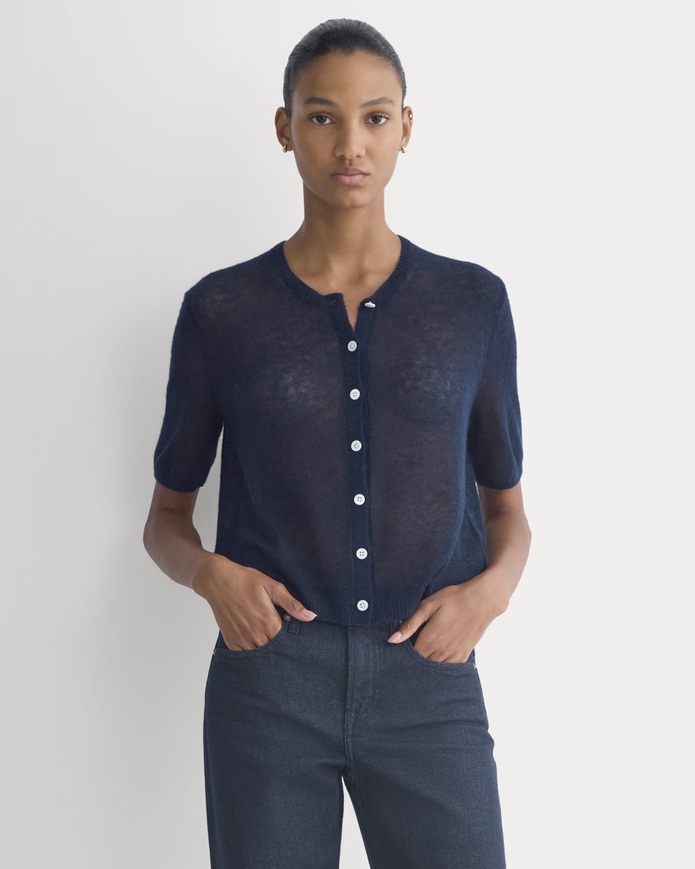 womens-air-alpaca-short-sleeve-cardigan-navy | primary