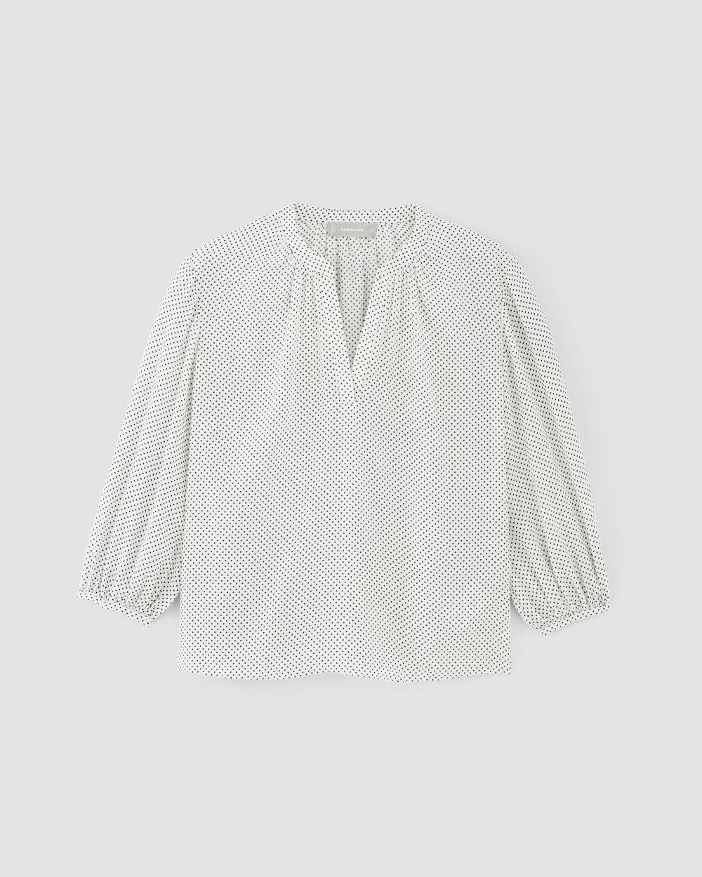 womens-clean-silk-v-neck-top-bone-black-polka-dot | alt