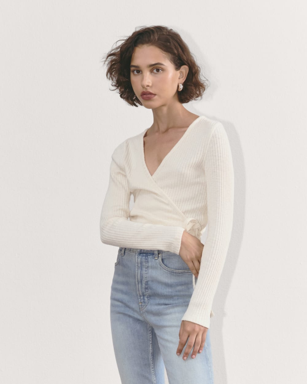 womens-rib-knit-wrap-top-bone | primary