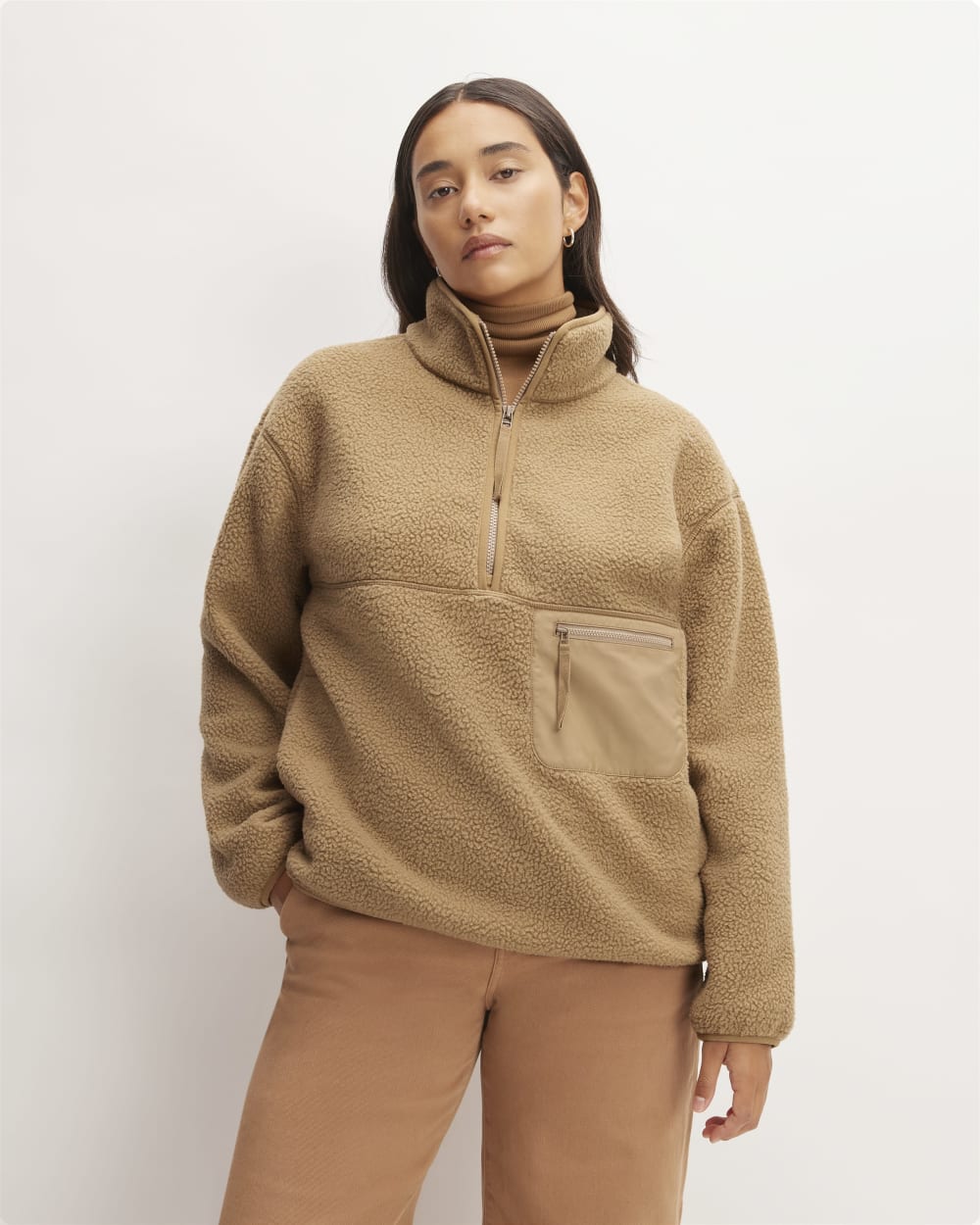 The ReNew Fleece Oversized Half-Zip | Tiger's Eye – Everlane