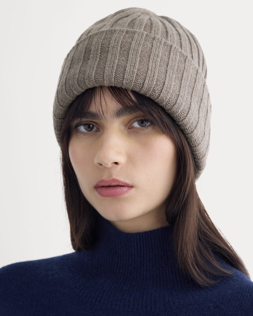 womens-chunky-ribbed-beanie-taupe-melange | alt