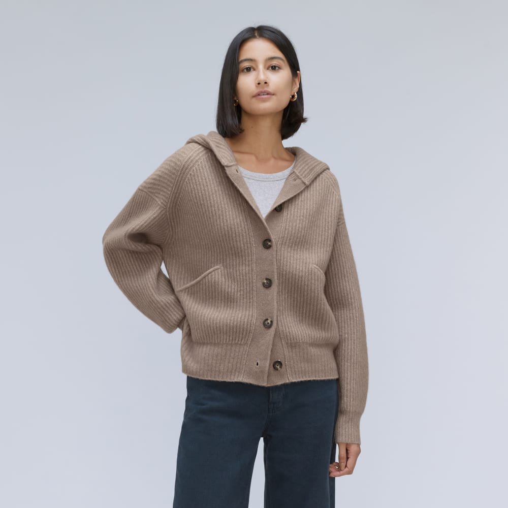 womens-cozy-stretch-hooded-cardigan-taupe-grey | primary