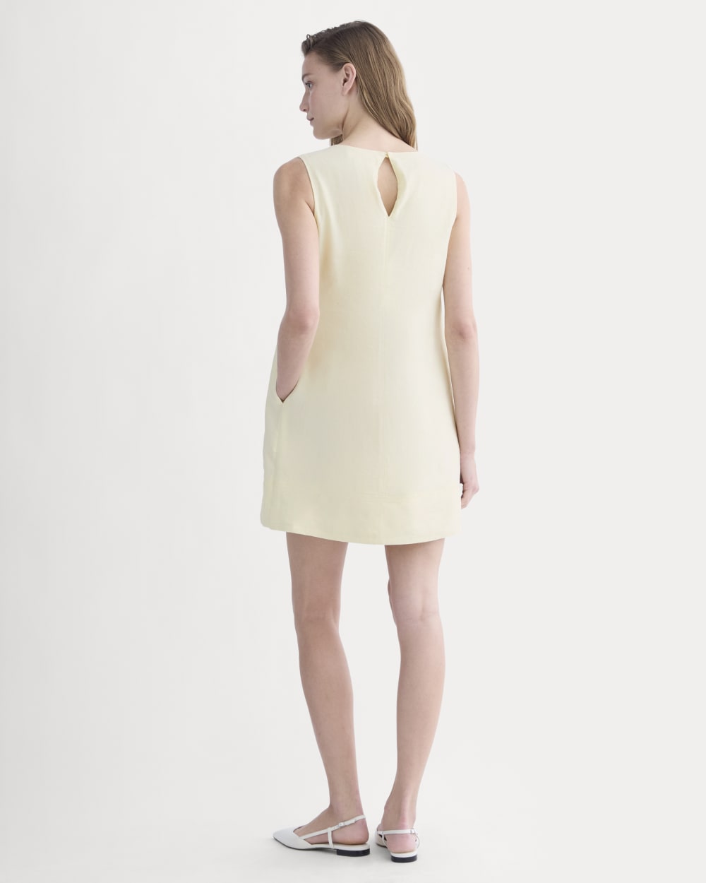 womens-shift-dress-in-stretch-linen-light-yellow