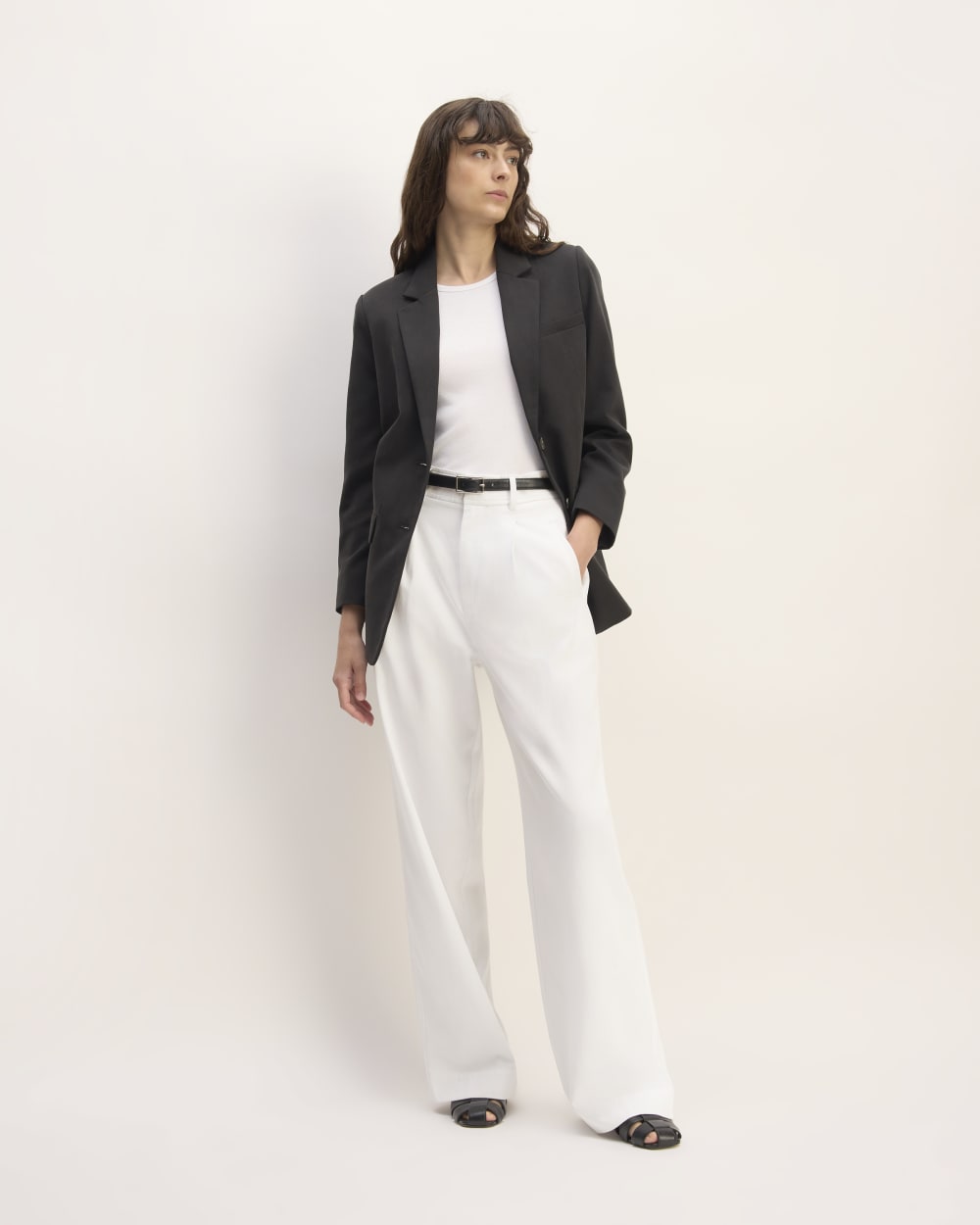 The Draper Pleated Pant in Buttersmooth | White | 32