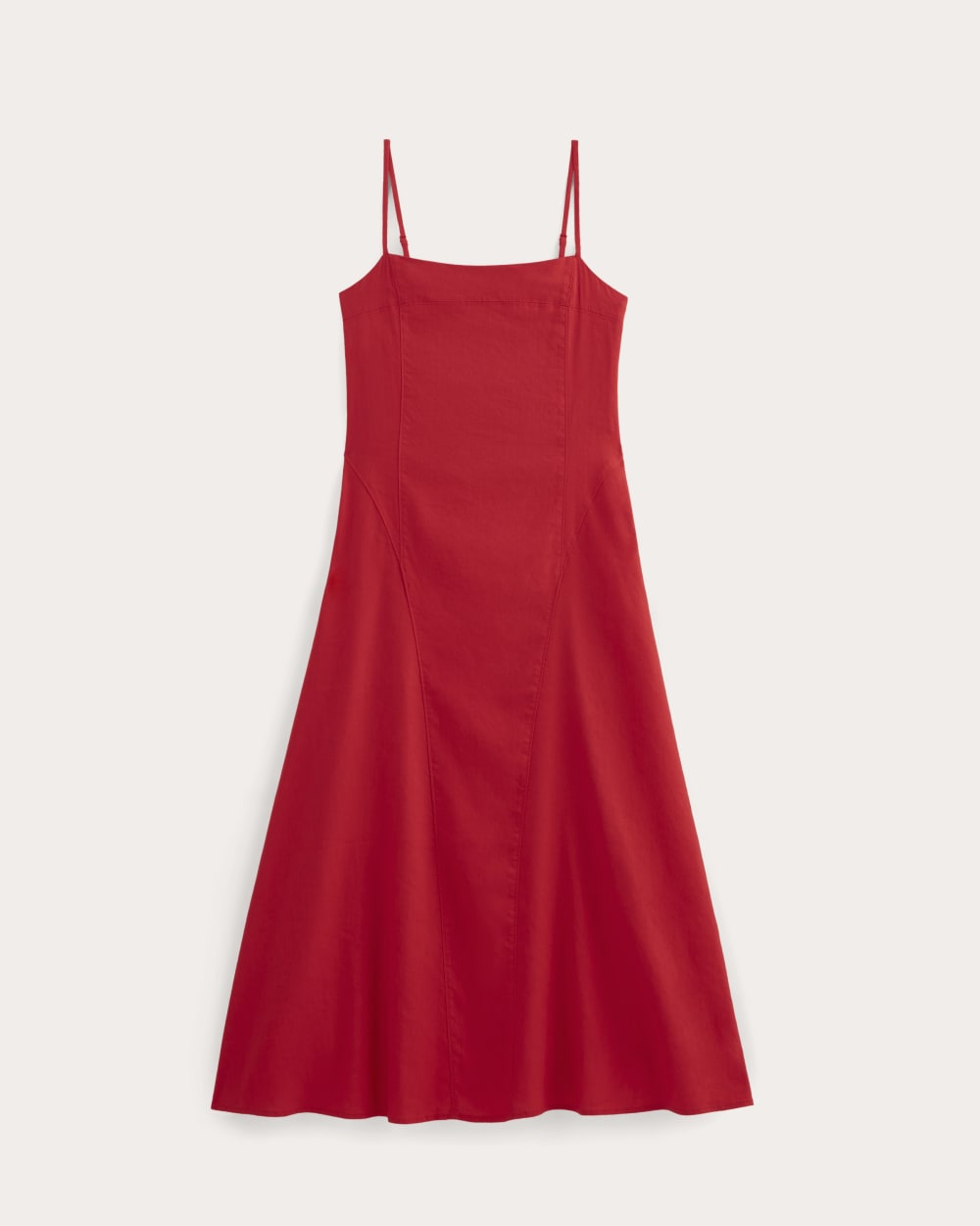 womens-seamed-dress-stretch-linen-classic-red | alt