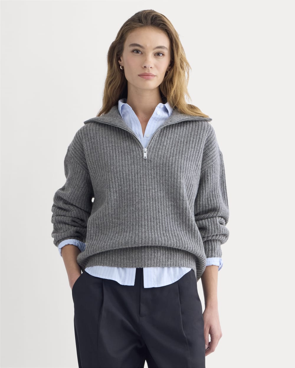 The Half-Zip Sweater in Luxe Merino | Heathered Mid-Grey – Everlane
