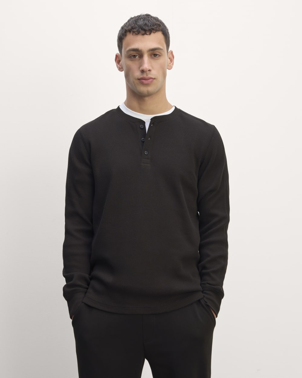 トップス Waffle henley neck long sleeve t-shirt Waffle T-Shirt | Henley Neck | Long Sleeve | UNIQLO US