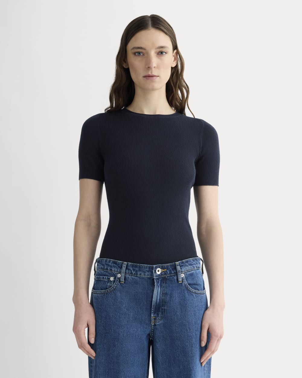 womens-ultrasoft-merino-wool-sweater-tee-navy | primary