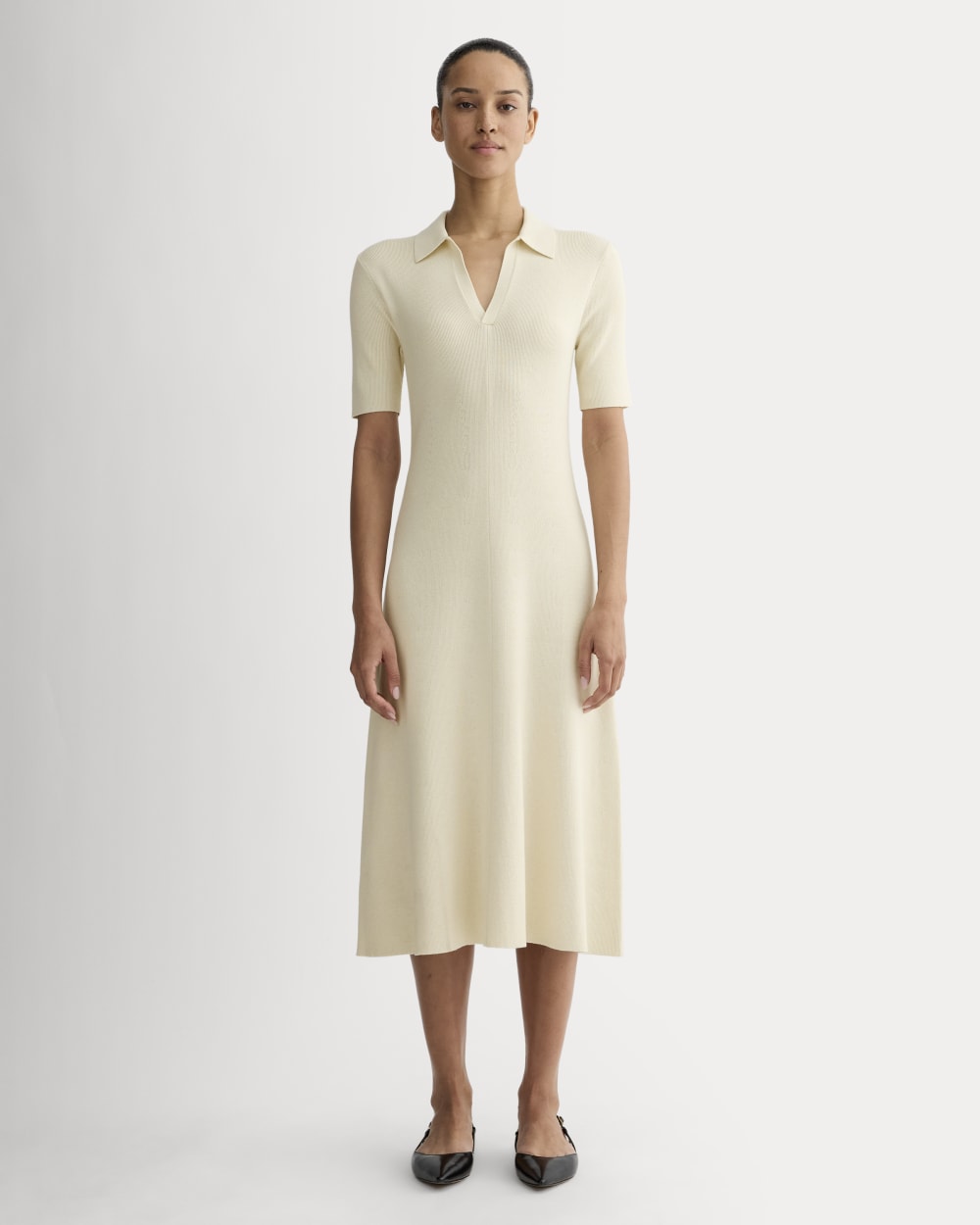 Everlane Knit Polo Dress In Birch, Size XXL, Cotton/Viscose Everlane Knit Polo Dress In Birch, Size XXL, Cotton/Viscose