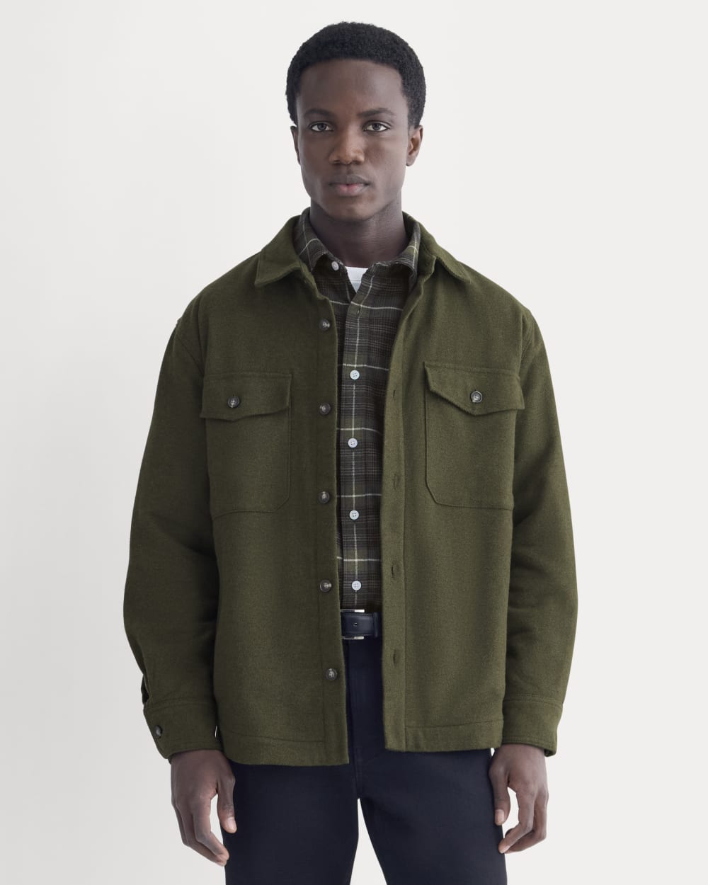 mens-heavyweight-twill-waffle-overshirt-heather-green | primary