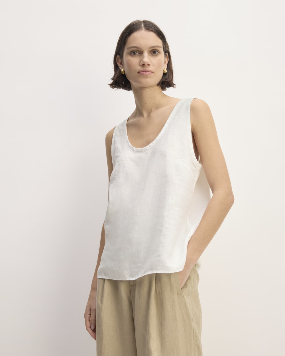 The Scoop Top in Linen | Bone - Everlane
