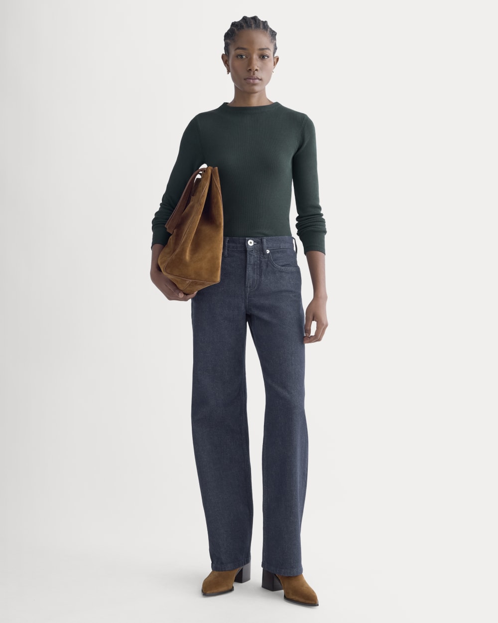 womens-luxe-rib-funnel-neck-tee-heathered-dark-sea