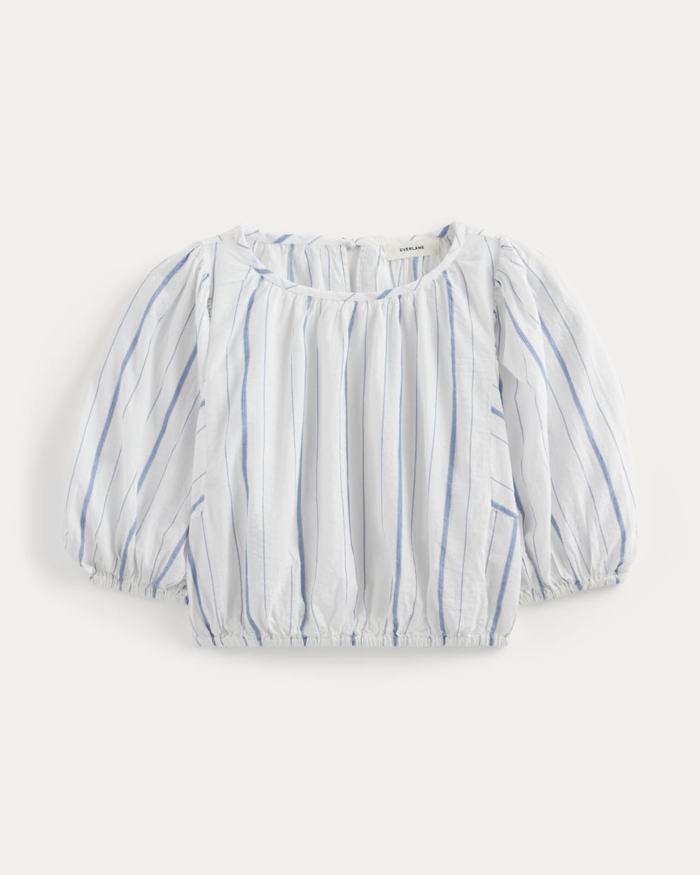 womens-gauze-puff-sleeve-top-bone-dutch-blue | alt