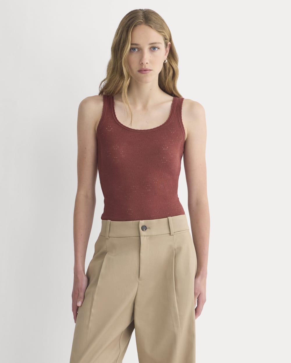 womens-lace-trimmed-tank-in-fine-linen-henna-red | primary