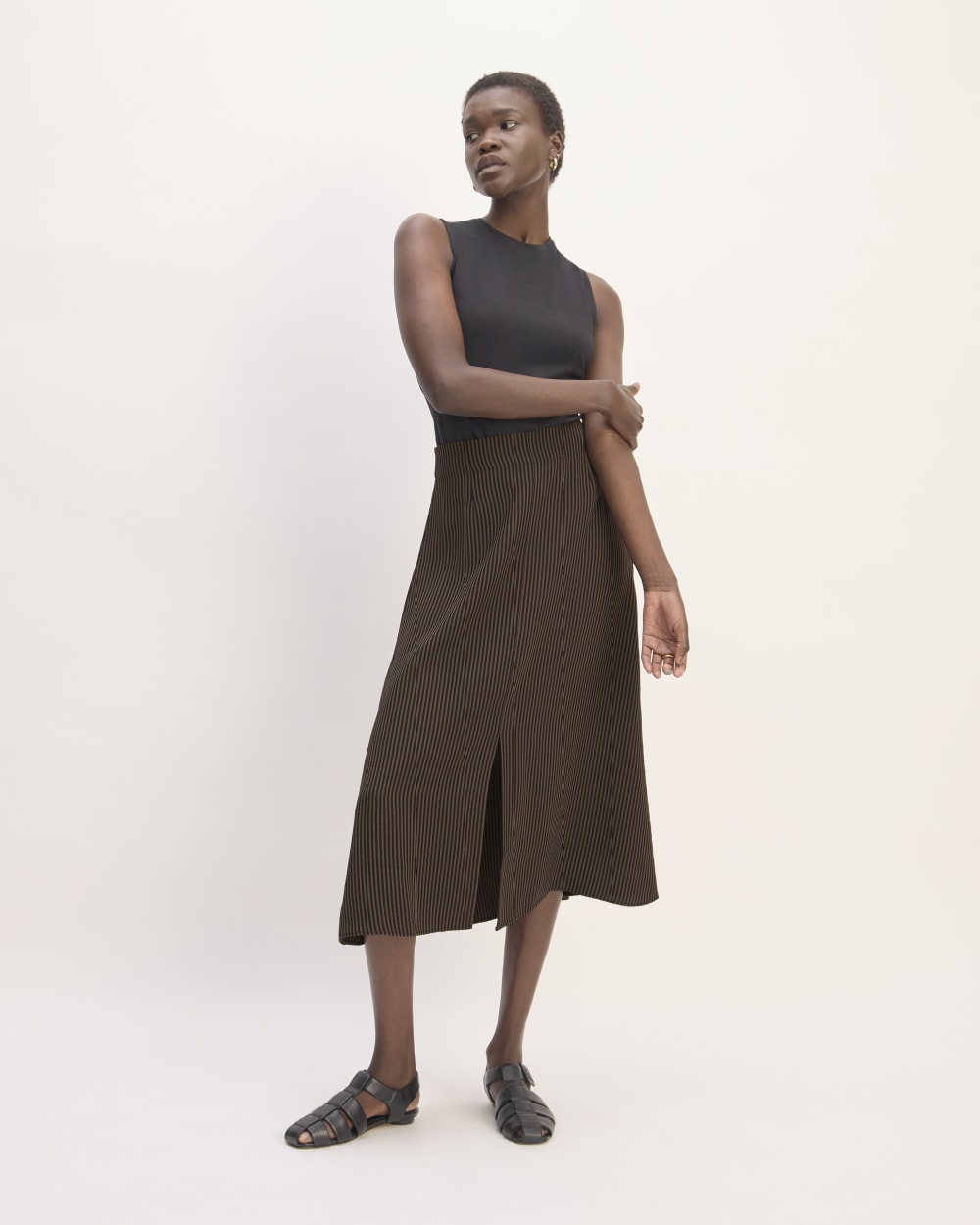 The Mini Jacquard Stripe Slip Skirt | Cocoa / Black – Everlane