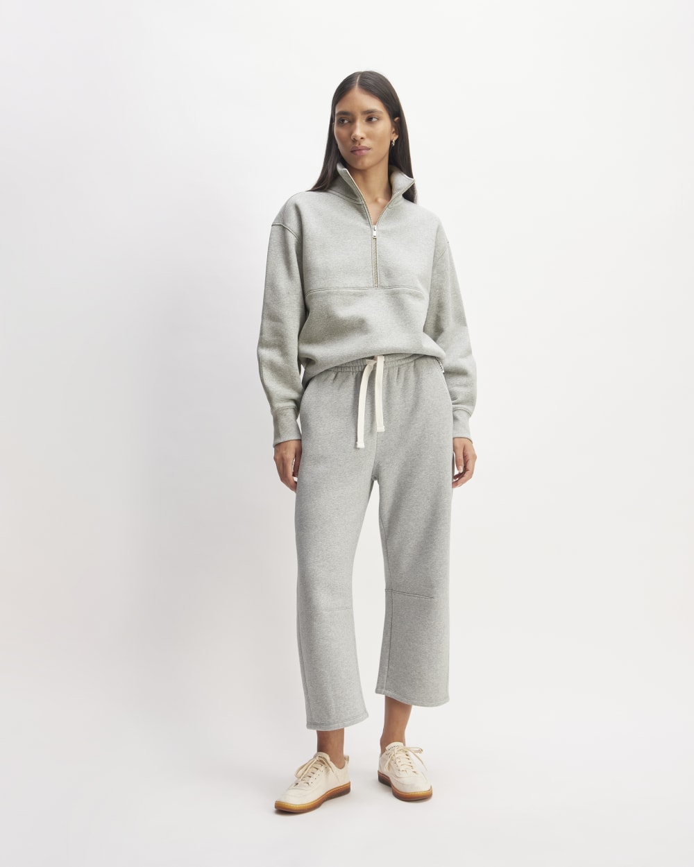 womens-retrack-half-zip-sweatshirt-heather-grey | primary