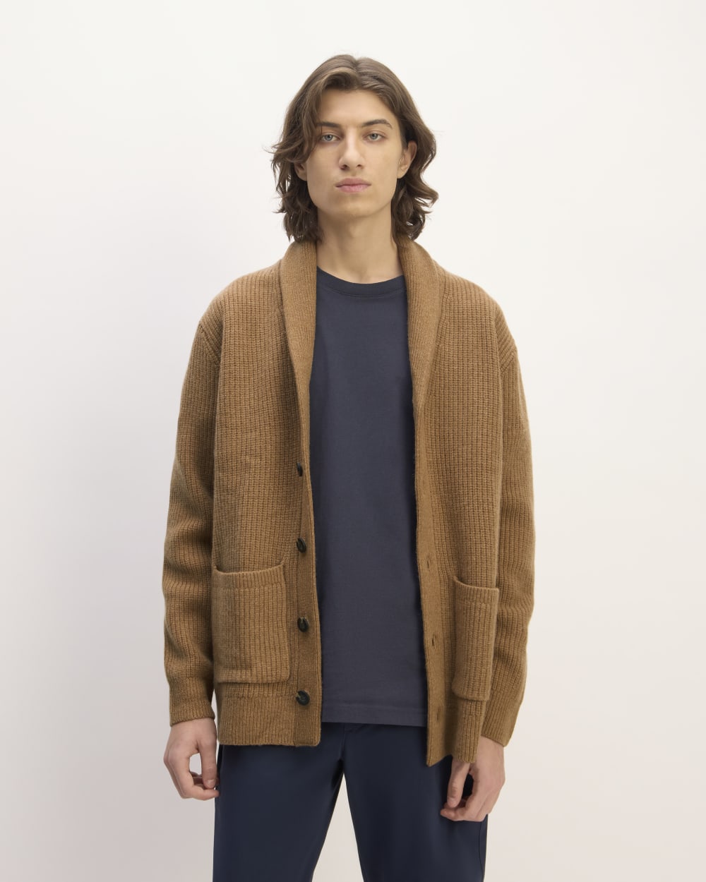 The Felted Merino Shawl Collar Cardigan | Deep Camel – Everlane