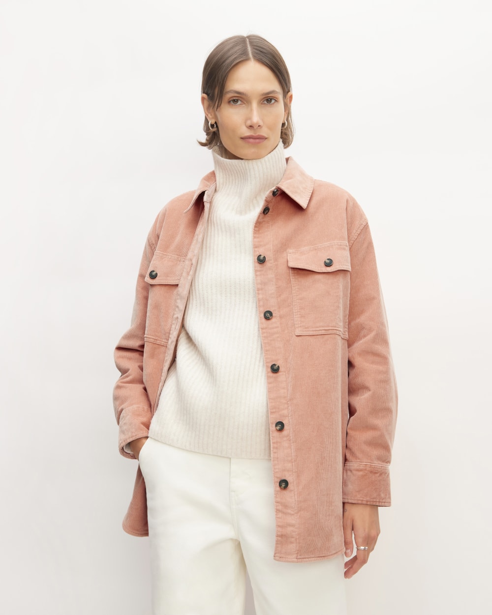The Corduroy Oversized Shirt Jacket | Blush Pink – Everlane