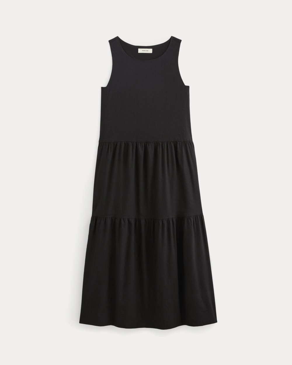 womens-tiered-dress-in-stretch-linen-black | alt