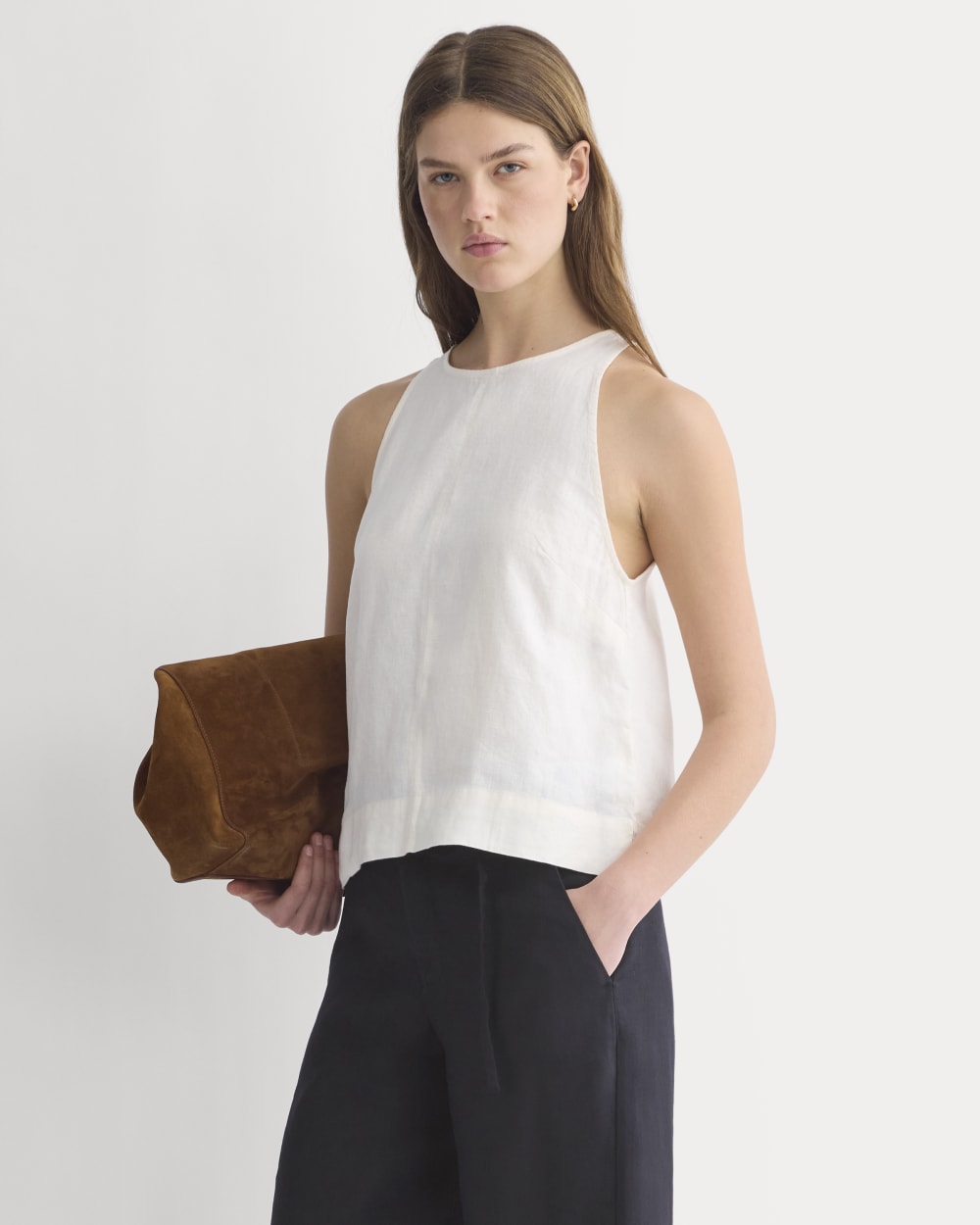 womens-linen-high-neck-tank-bone-2 | primary