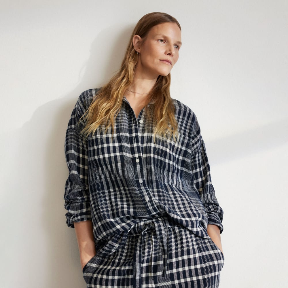 womens-way-long-linen-shirt-canvas-tan-navy | primary