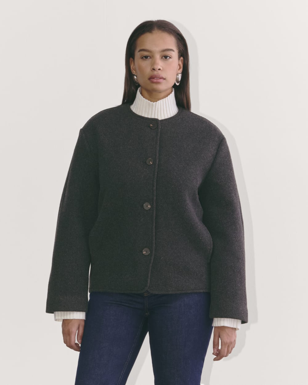 ジャケット・アウター th products cocoon coat The Cocoon Coat in Wool | Heather Charcoal – Everlane