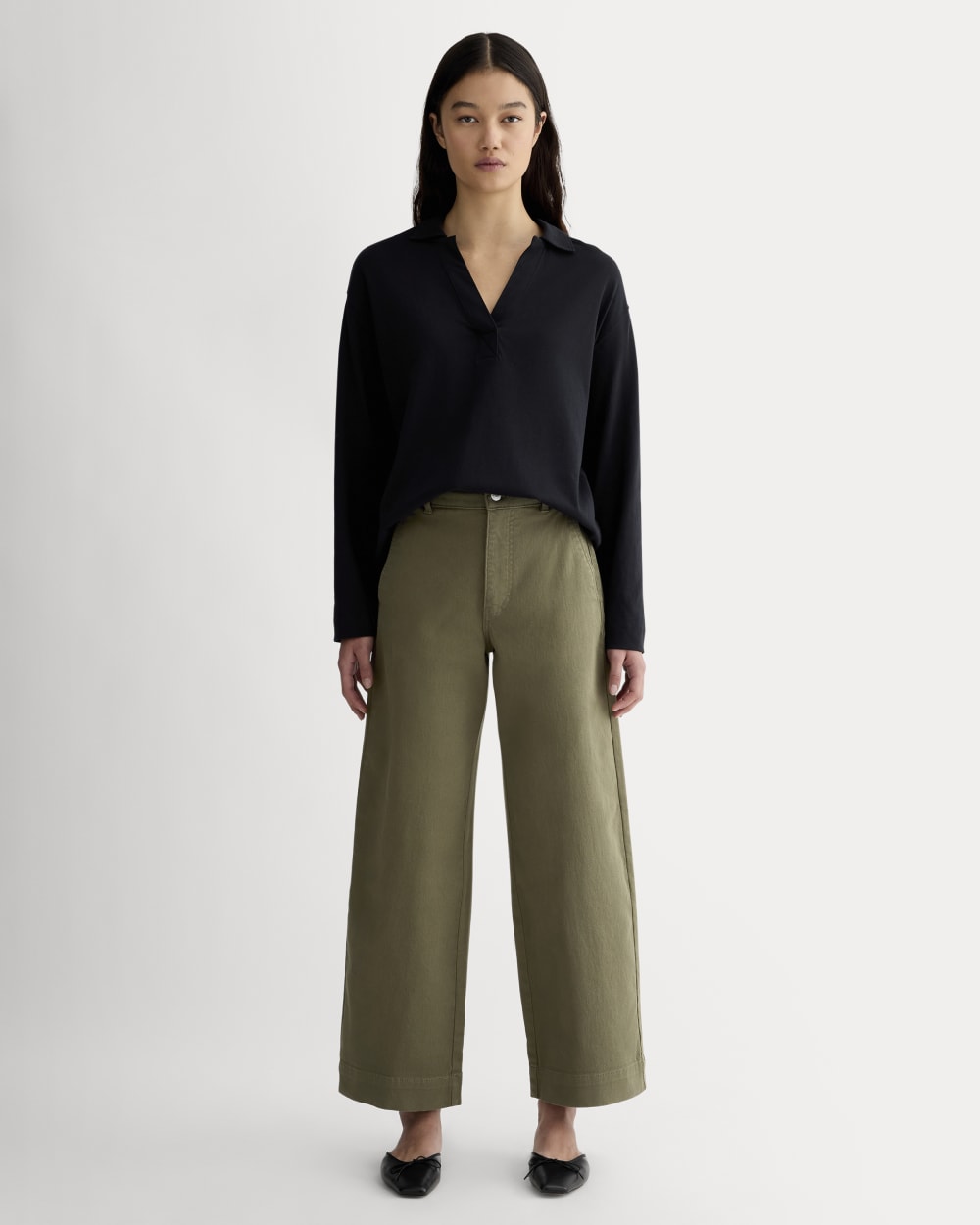womens-ctn-twill-utility-wide-leg-pant-kalamata | primary